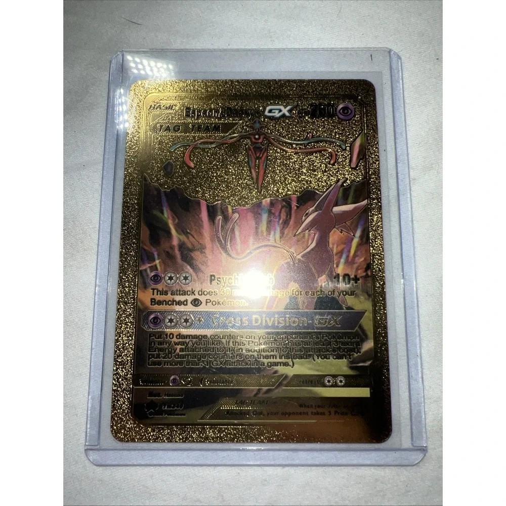Pokémon Espeon & Deoxys GX TAG TEAM Gold Metal Card SM230 Psychic Club GX 260 HP